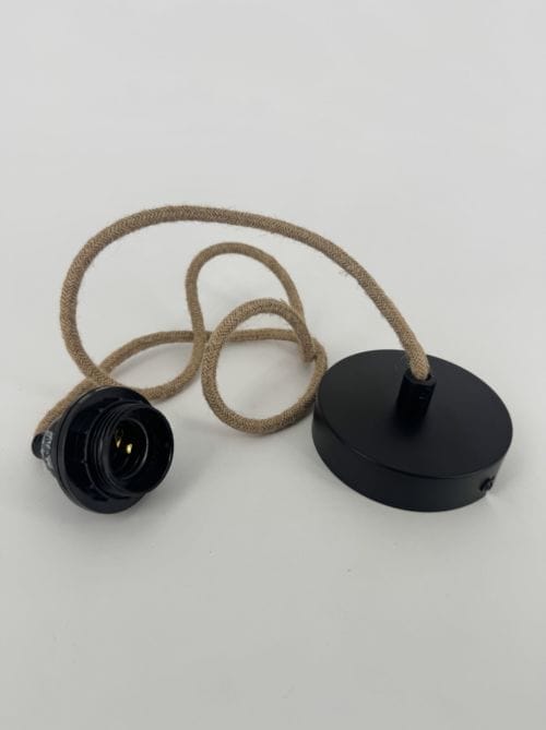 Suspension Opjet douille noire 110 cm - câble coton naturel rosace - Ref 016894