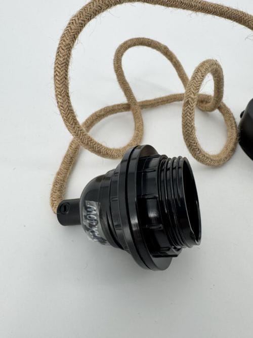 Suspension Opjet douille noire 110 cm - câble coton naturel rosace - Ref 016894