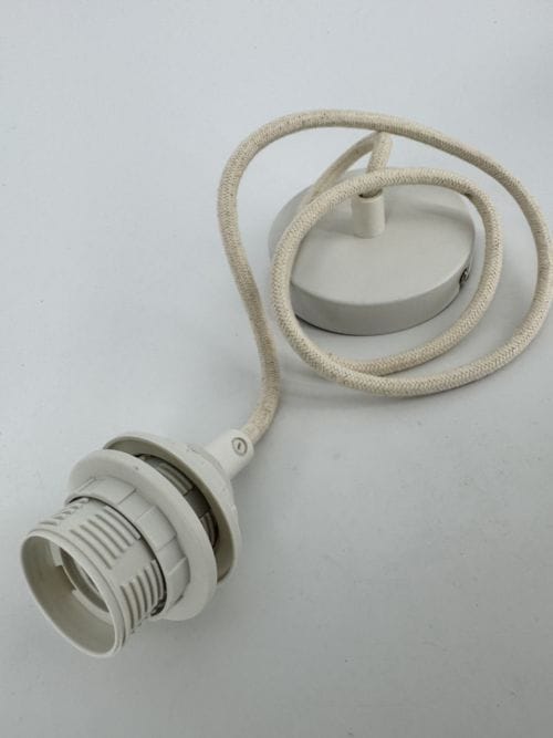 Suspension Opjet douille blanche 110 cm - câble coton rosace - Ref 015165