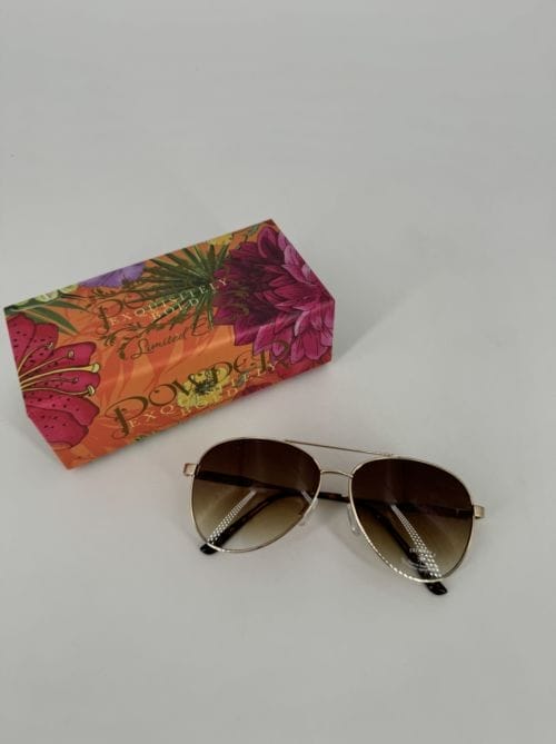 Paire de lunettes de soleil Powder Gold Léopard - Style aviateur