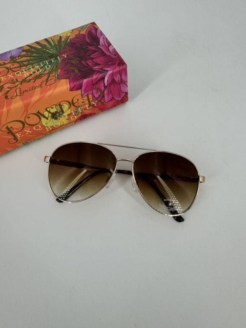 Paire de lunettes de soleil Powder Gold Léopard - Style aviateur