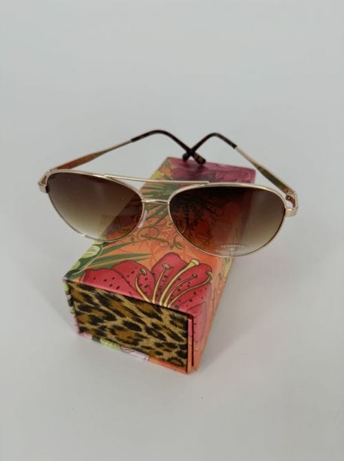 Paire de lunettes de soleil Powder Gold Léopard - Style aviateur