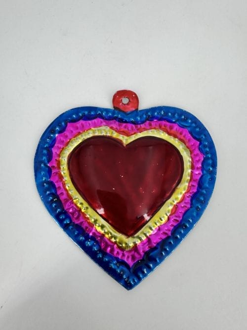 Coeur ex-voto rouge bleu rose jaune rouge Tienda Esquipulas