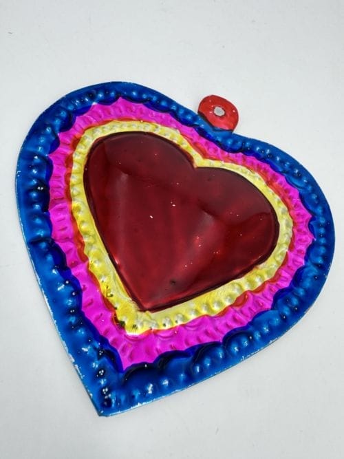 Coeur ex-voto rouge bleu rose jaune rouge Tienda Esquipulas