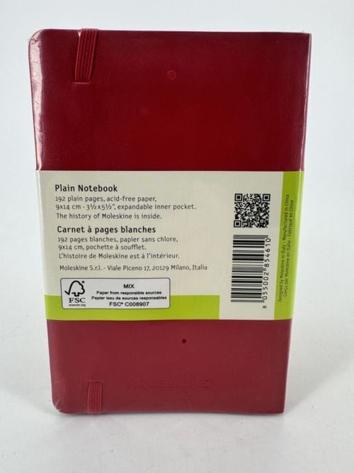 Moleskine Classic Collection Plain Notebook Soft Cover - Carnet rouge à pages blanches - 192 pages