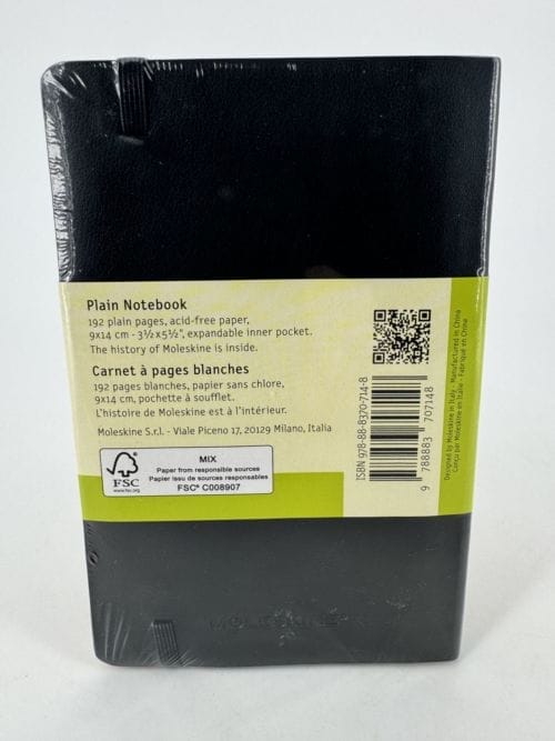 Moleskine Classic Collection Plain Notebook Soft Cover - Carnet noir à pages blanches - 192 pages