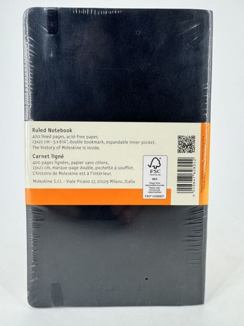 Moleskine Classic Collection Ruled Notebook Soft Cover - Couverture souple - Carnet ligné noir - 400 pages