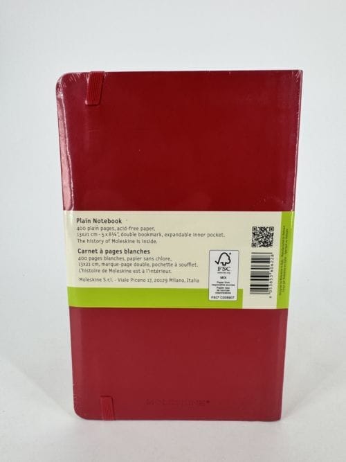 Moleskine Classic Collection Plain Notebook - Soft Cover - Couverture souple - Carnet rouge à pages blanches - 400 pages