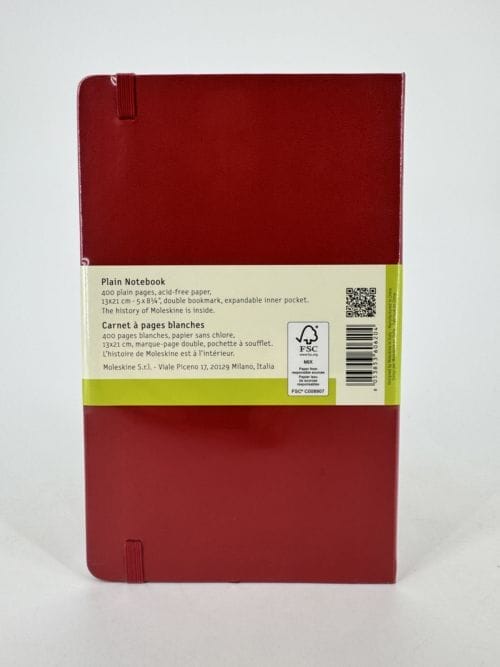 Moleskine Classic Collection Plain Notebook - Hard Cover - Couverture rigide - Carnet rouge à pages blanches - 400 pages