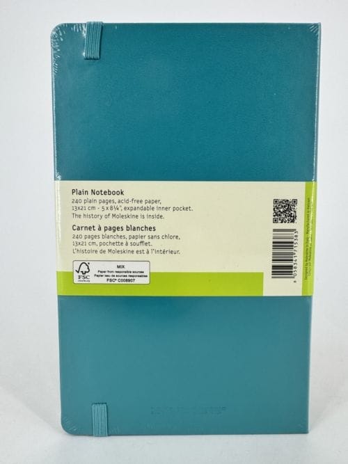 Moleskine Classic Collection Plain Notebook - Hard Cover - couverture rigide - carnet vert turquoise à pages blanches - 240 pages