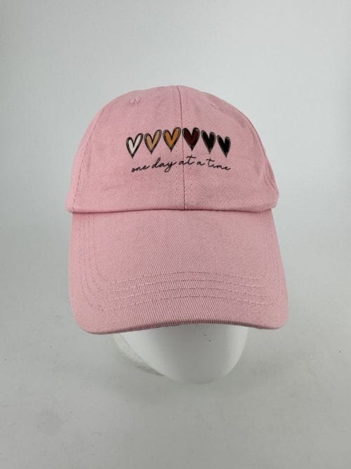 Casquette Rose - 3 Coeurs - One day at a time