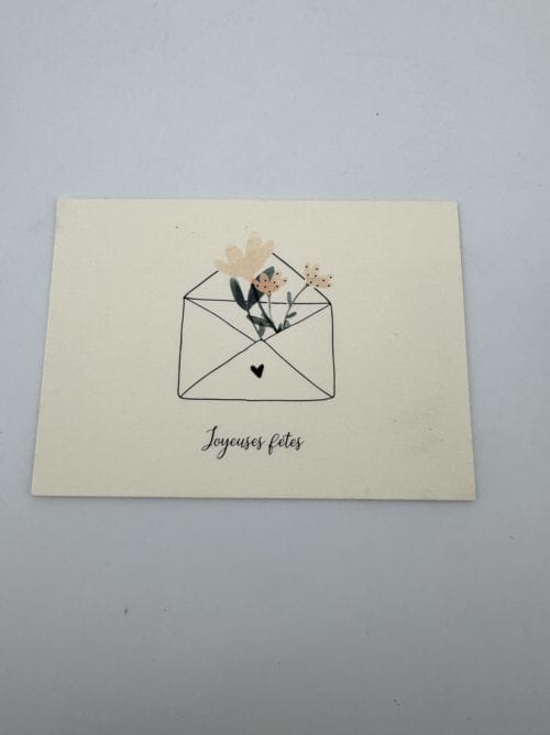 Carte petite Atelier My Lovely Thing - Joyeuse fêtes - Fleurs sortant d'une enveloppe