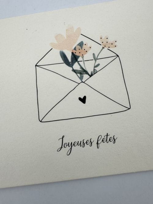 Carte petite Atelier My Lovely Thing - Joyeuse fêtes - Fleurs sortant d'une enveloppe