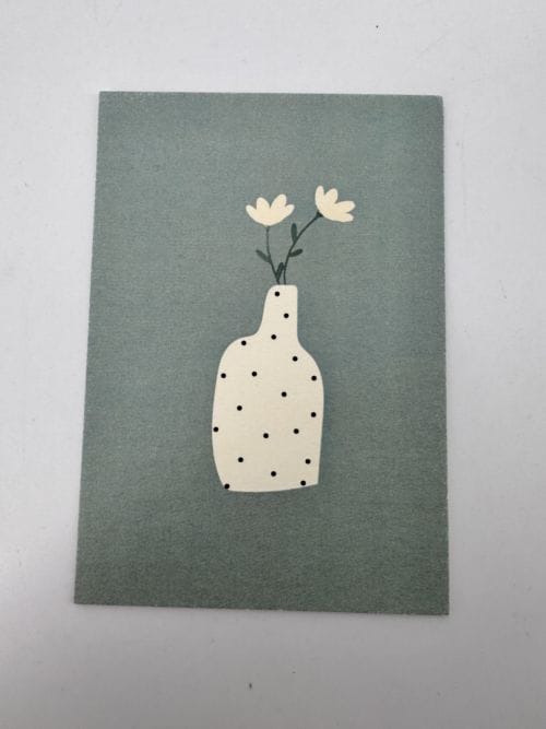 Carte petite Atelier My Lovely Thing - Vase avec deux fleurs sur fond vert