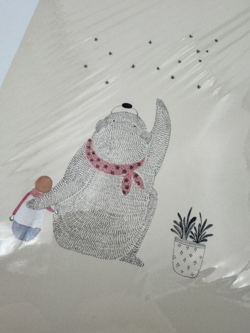 Affiche signée - Petit Gramme - Marlène Janin - Ours et enfant