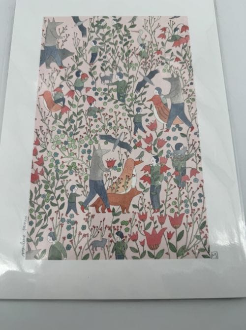 Affiche signée - Petit Gramme - Marlène Janin - Loup renard oiseau et enfant