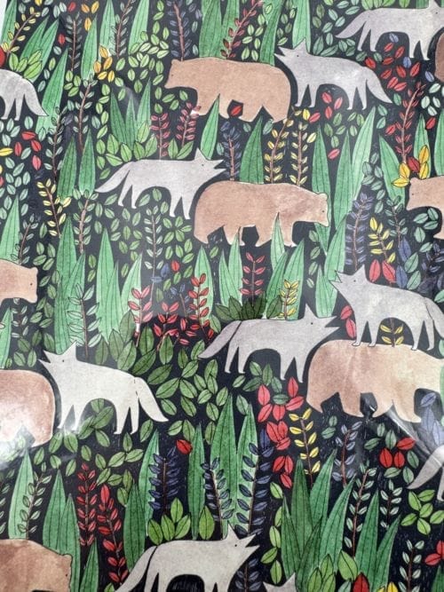 Affiche signée - Petit Gramme - Marlène Janin - Ours et loup feuillage coloré