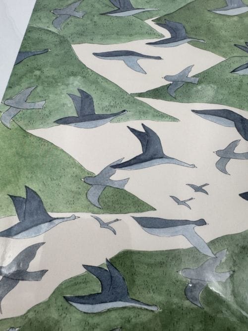 Affiche signée - Petit Gramme - Marlène Janin - oiseaux en vol