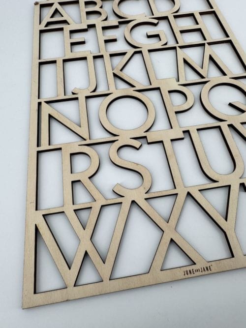 Cadre en bois abécédaire June and Jane avec enveloppe