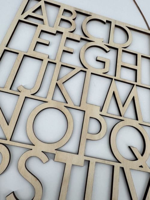 Cadre en bois abécédaire June and Jane avec enveloppe