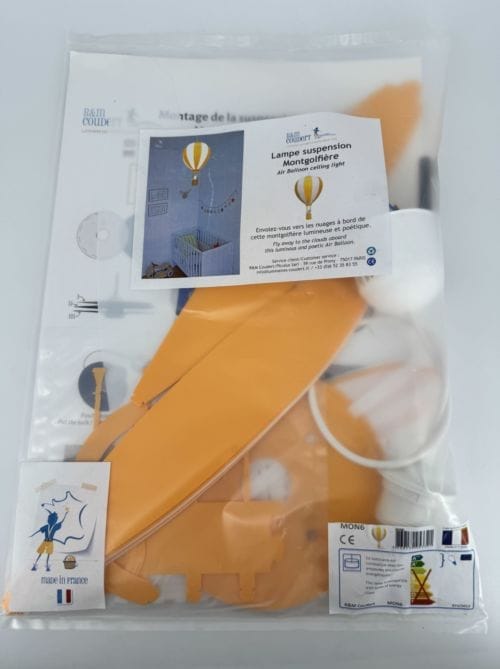 Lampe Suspendue Enfant Montgolfière R&M Coudert Orange 46cm de Haut 3760139953321