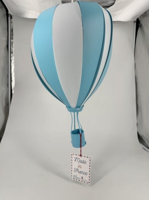Lampe Suspendue Enfant Montgolfière R&M Coudert Bleue 46cm de Haut 3760139953321
