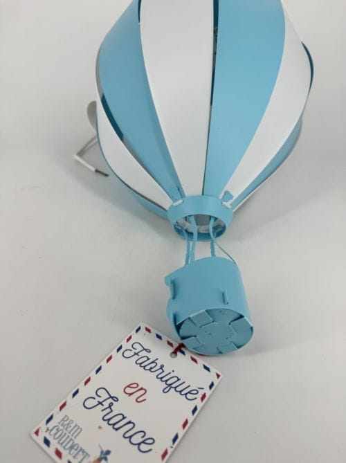Lampe Suspendue Enfant Montgolfière R&M Coudert Bleue 46cm de Haut 3760139953321