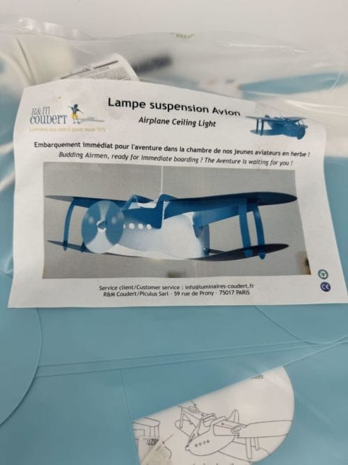 Lampe Suspendue Enfant Avion R&M Coudert Turquoise 67x48cm 3760139952164
