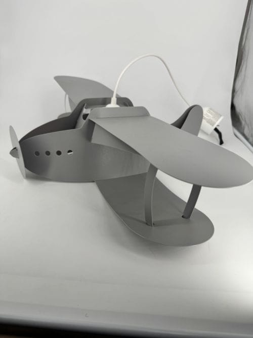 Lampe Suspendue Enfant Avion R&M Coudert Grise 67x48cm 3760139952683