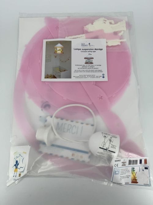 Lampe Suspendue Enfant Manège rose R&M Coudert 3760139953055