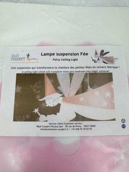 Lampe Suspendue Enfant Fée Rose R&M Coudert 3760139950757