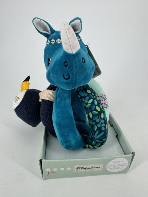 Hochet peluche avec poignées - Marius le rhinocéros Lilliputiens 5414834833706