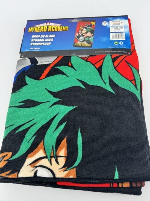 My Hero Academia Drap de plage 70 x 140 cm rouge - 5 personnages - Oeko Tex - 100% Polyestère - Manga