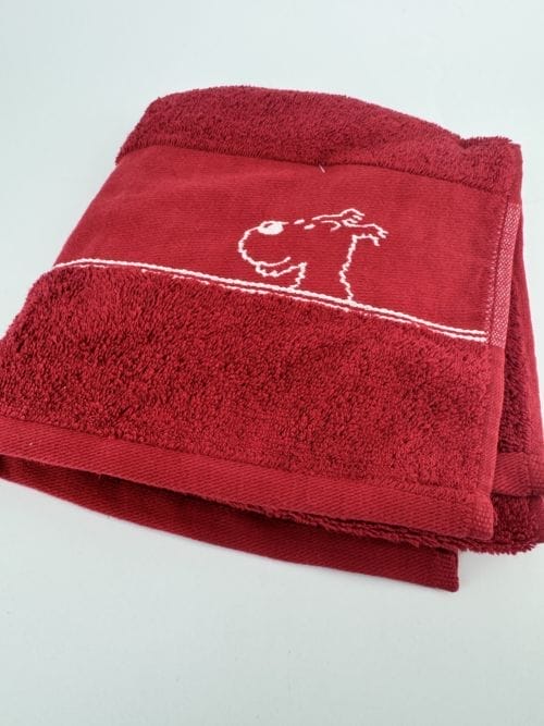 Tintin Serviette et gant - Hergé 2019 - Rouge Hermès - serviette 50 x 100 , gant 14 x 20