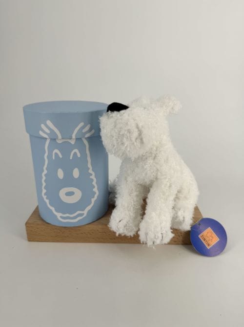 Tintin Hergé Peluche Milou dans sa boîte bleue de 20 cm - Tintinimaginatio
