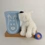 Tintin Hergé Peluche Milou dans sa boîte bleue de 20 cm - Tintinimaginatio