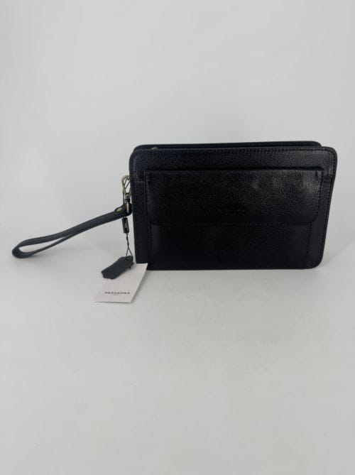 Pochette Hexagona 110482 noire en cuir