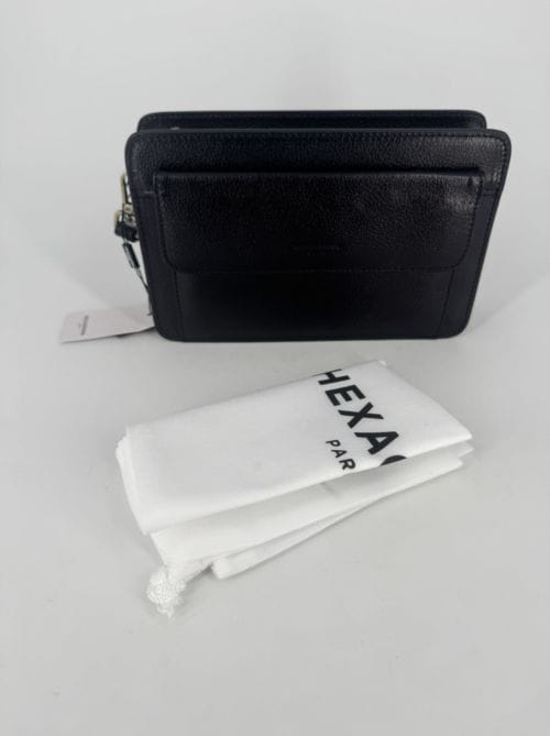 Pochette Hexagona 110482 noire en cuir