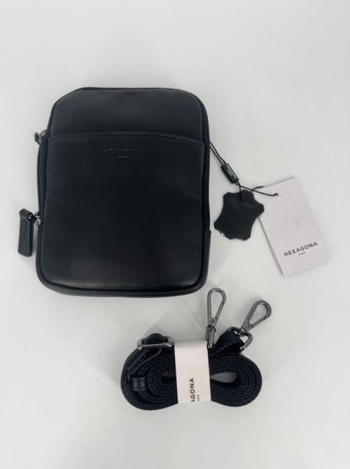 Pochette Hexagona République 110482 noire en cuir
