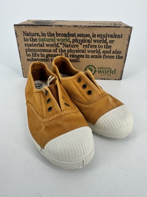 Chaussures enfants sneakers toile élastique coton bio Natural World 470E 646 Cuero Enz - Jaune Moutarde - Taille 31