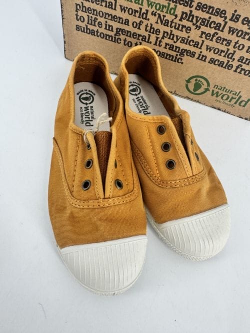 Chaussures enfants sneakers toile élastique coton bio Natural World 470E 646 Cuero Enz - Jaune Moutarde - Taille 31