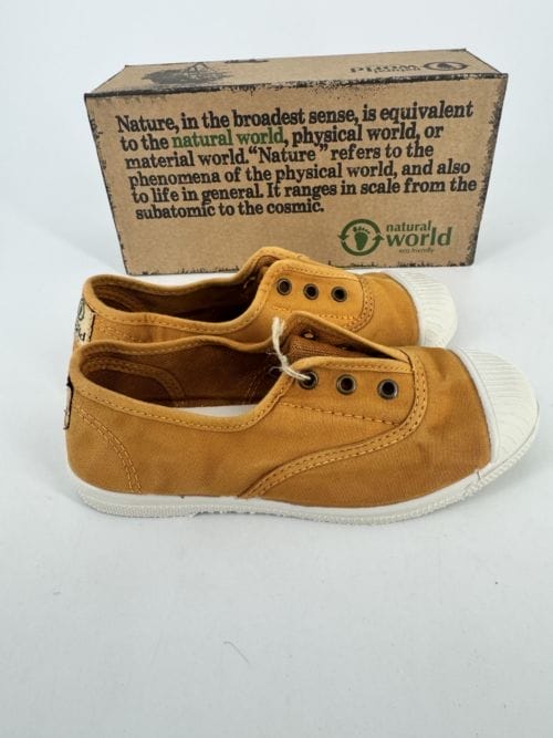 Chaussures enfants sneakers toile élastique coton bio Natural World 470E 646 Cuero Enz - Jaune Moutarde - Taille 31
