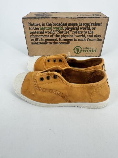 Chaussures enfants sneakers toile élastique coton bio Natural World 470E 646 Cuero Enz - Jaune Moutarde - Taille 31