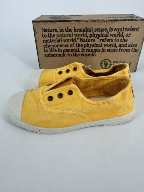 Chaussures enfants sneakers toile élastique coton bio Natural World 470E 650 Golden Enz - Jaune -Taille 31