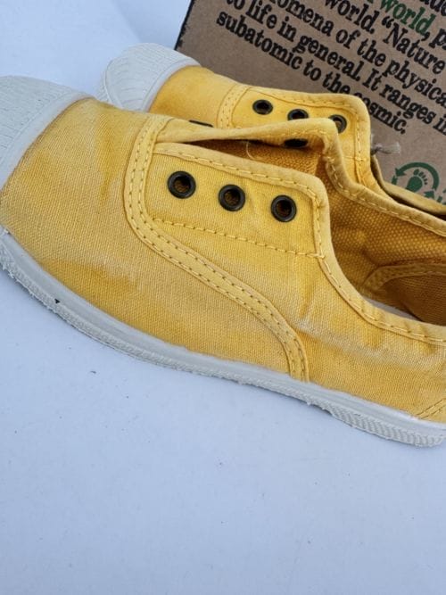 Chaussures enfants sneakers toile élastique coton bio Natural World 470E 650 Golden Enz - Jaune -Taille 31