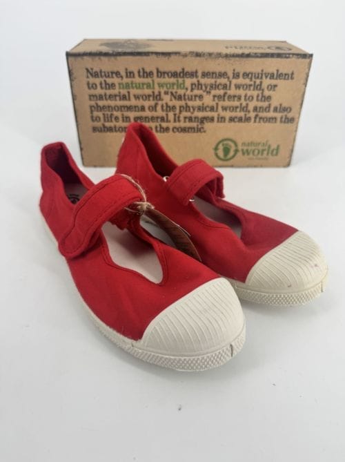 Chaussures enfants sneakers toile à scratch coton bio Natural World 476 502 Rojo - Rouge -Taille 34