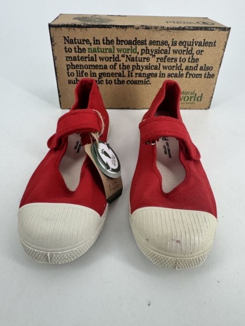 Chaussures enfants sneakers toile à scratch coton bio Natural World 476 502 Rojo - Rouge -Taille 34