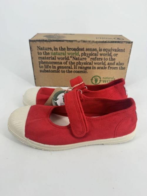 Chaussures enfants sneakers toile à scratch coton bio Natural World 476 502 Rojo - Rouge -Taille 34
