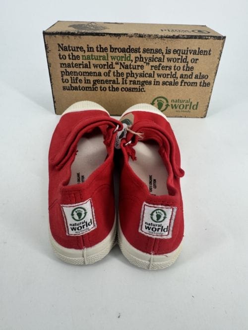 Chaussures enfants sneakers toile à scratch coton bio Natural World 476 502 Rojo - Rouge -Taille 34