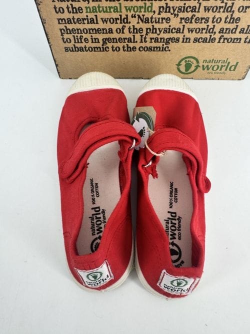 Chaussures enfants sneakers toile à scratch coton bio Natural World 476 502 Rojo - Rouge -Taille 34